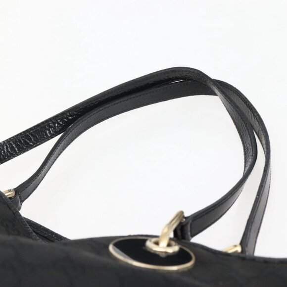 GUCCI GG Canvas Tote Bag Black Gold Auth - Picture 9 of 16